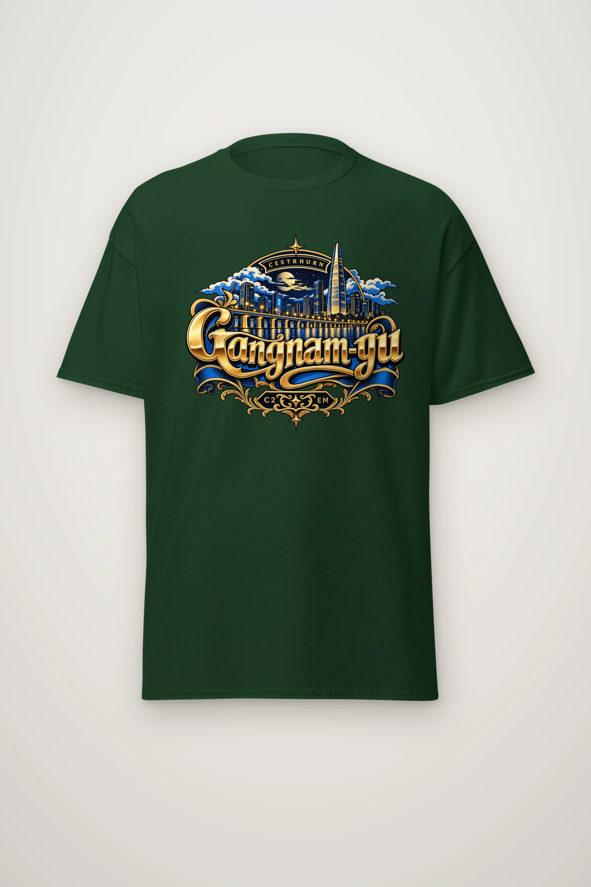 "Cestrhurn Skyline Emblem" Heavyweight Unisex Crewneck T-shirt