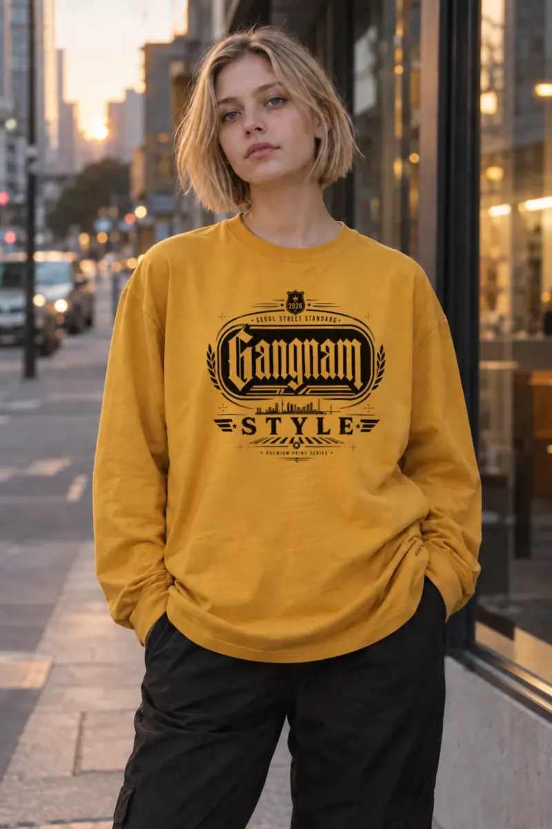 “Gangnam Street Standard” Unisex Longsleeve T-shirt | Gildan 2400