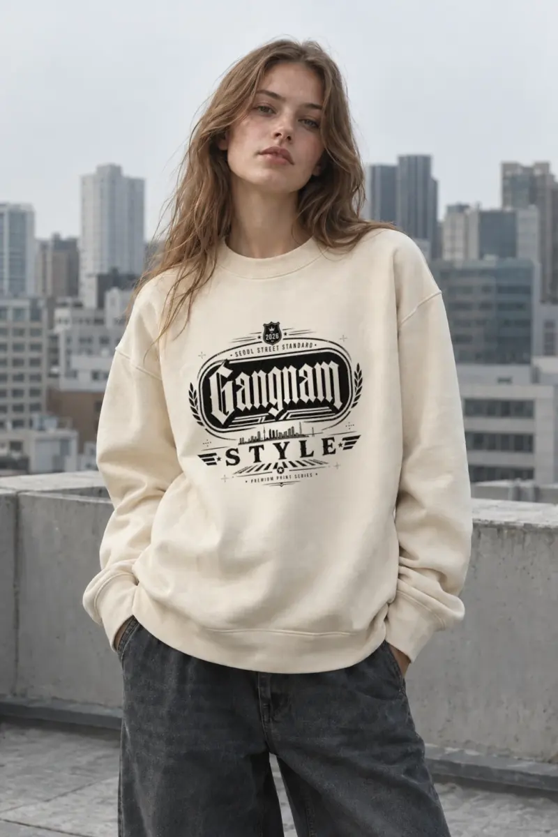 "Gangnam Street Standard" Unisex Sponge Fleece Crewneck Sweatshirt | Bella + Canvas 3901