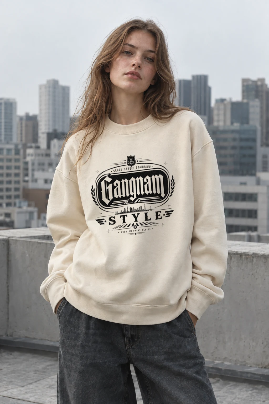 "Gangnam Street Standard" Unisex Sponge Fleece Crewneck Sweatshirt | Bella + Canvas 3901