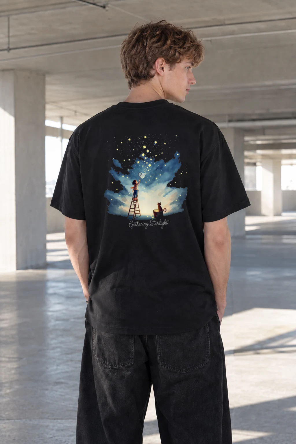 "Gathering Starlight" Heavyweight Unisex Crewneck T-shirt | Gildan 5000