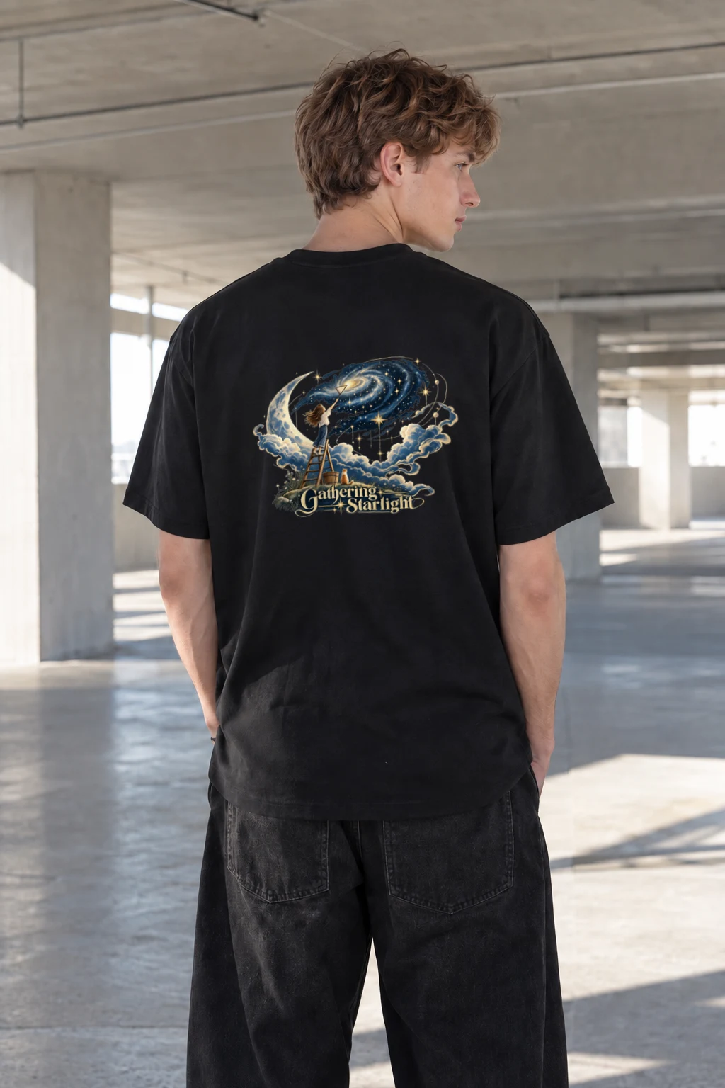"Gathering Starlight" Heavyweight Unisex Crewneck T-shirt | Gildan 5000