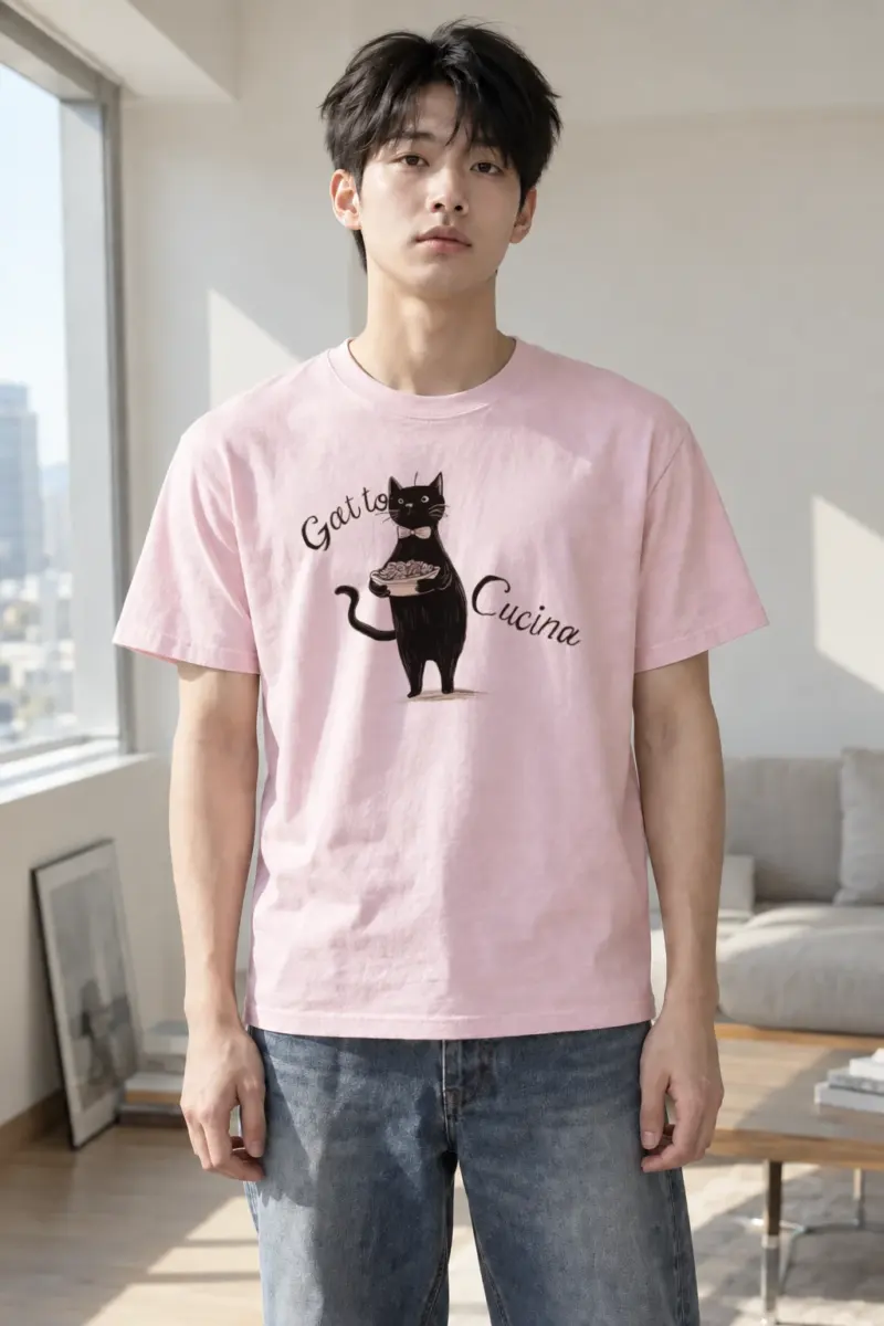 "Gatto Cucina" Heavyweight Unisex Crewneck T-shirt | Gildan 5000