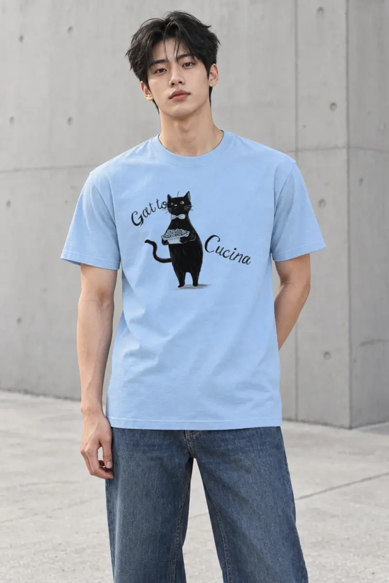 "Gatto Cucina" Heavyweight Unisex Crewneck T-shirt | Gildan 5000