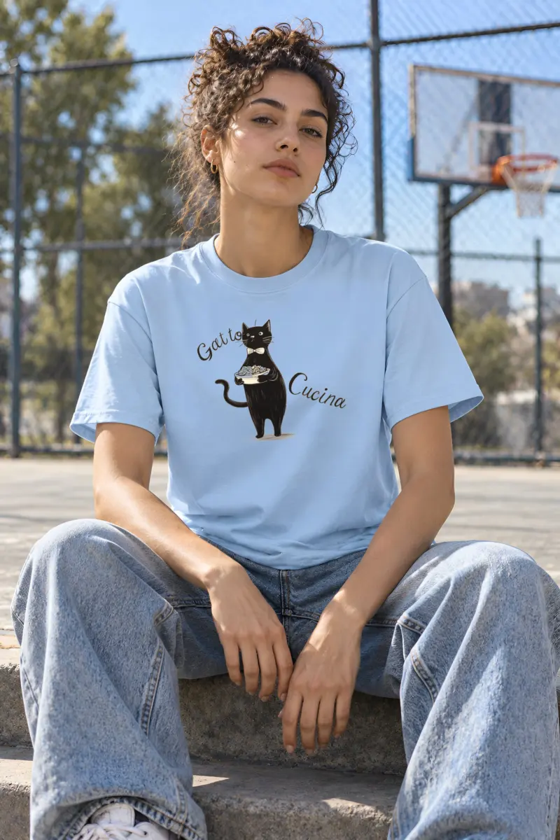 "Gatto Cucina" Heavyweight Unisex Crewneck T-shirt