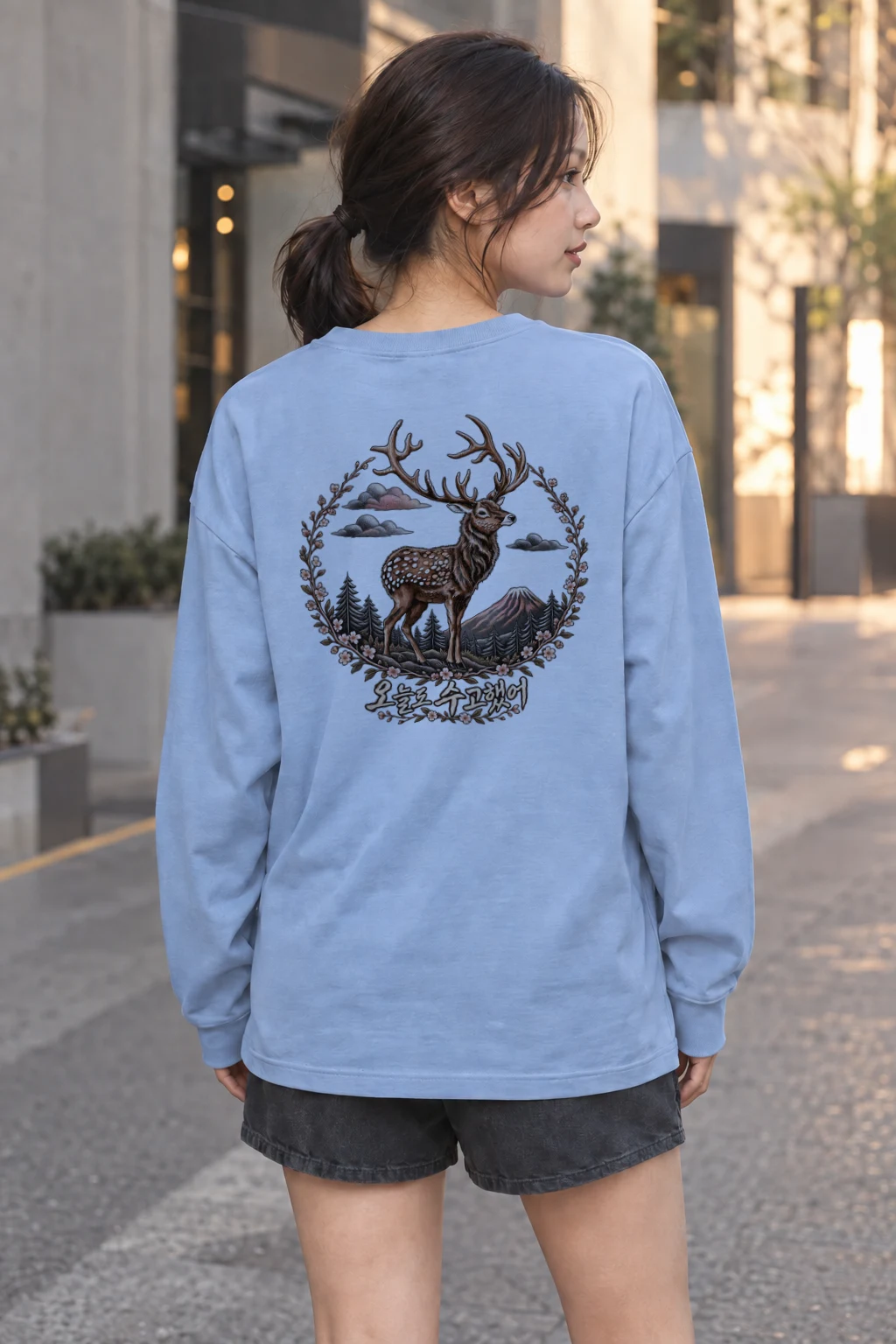"Gentle Stag Wreath" Unisex Longsleeve T-shirt | Gildan 2400