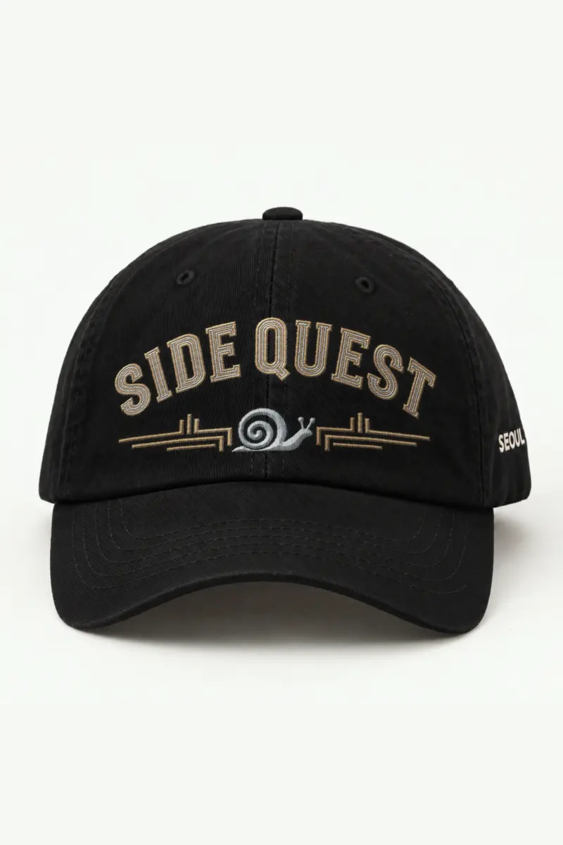 "Geometric Snail" Classic Dad Hat · Embroidered — black/cap-front