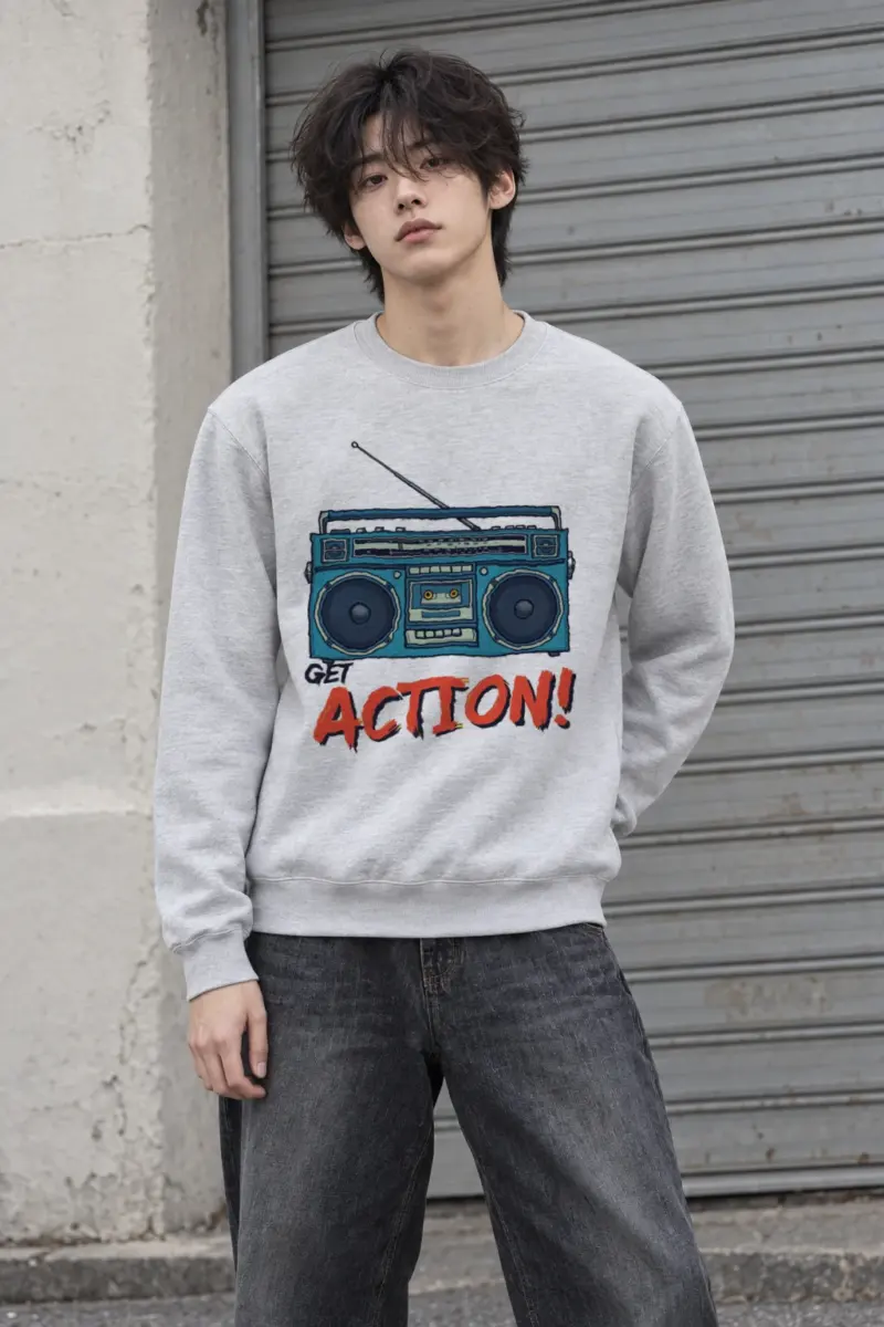 "Get Action Boombox" Heavy Blend Unisex Crewneck Sweatshirt | Gildan 18000