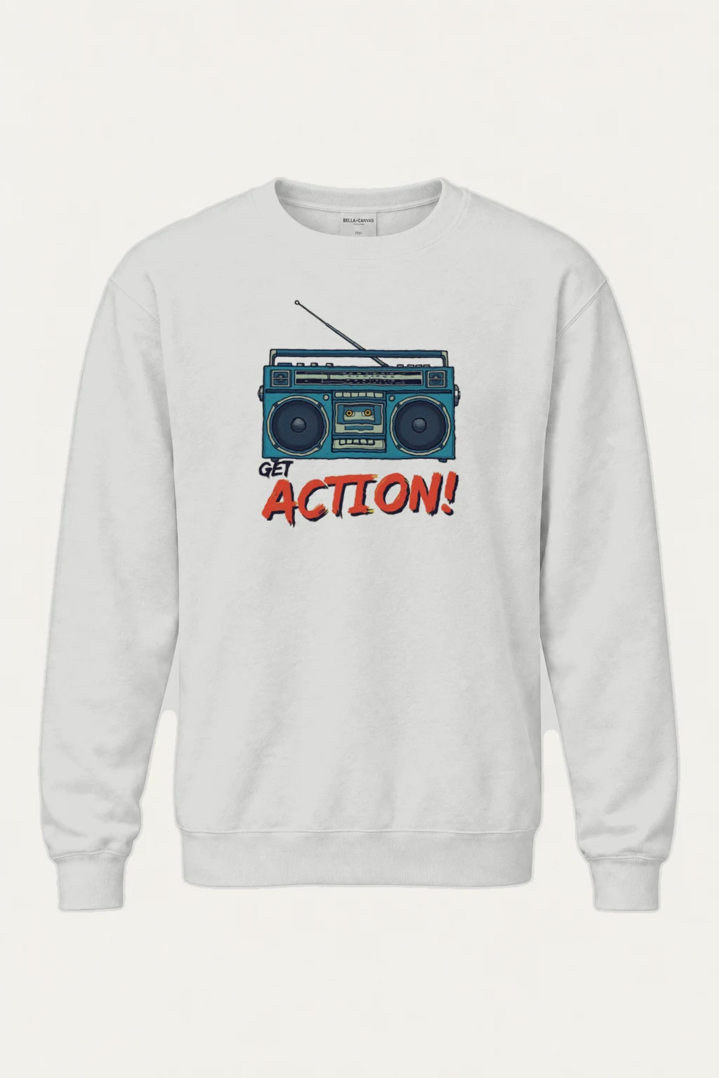 "Get Action Boombox" Heavy Blend Unisex Crewneck Sweatshirt | Gildan 18000