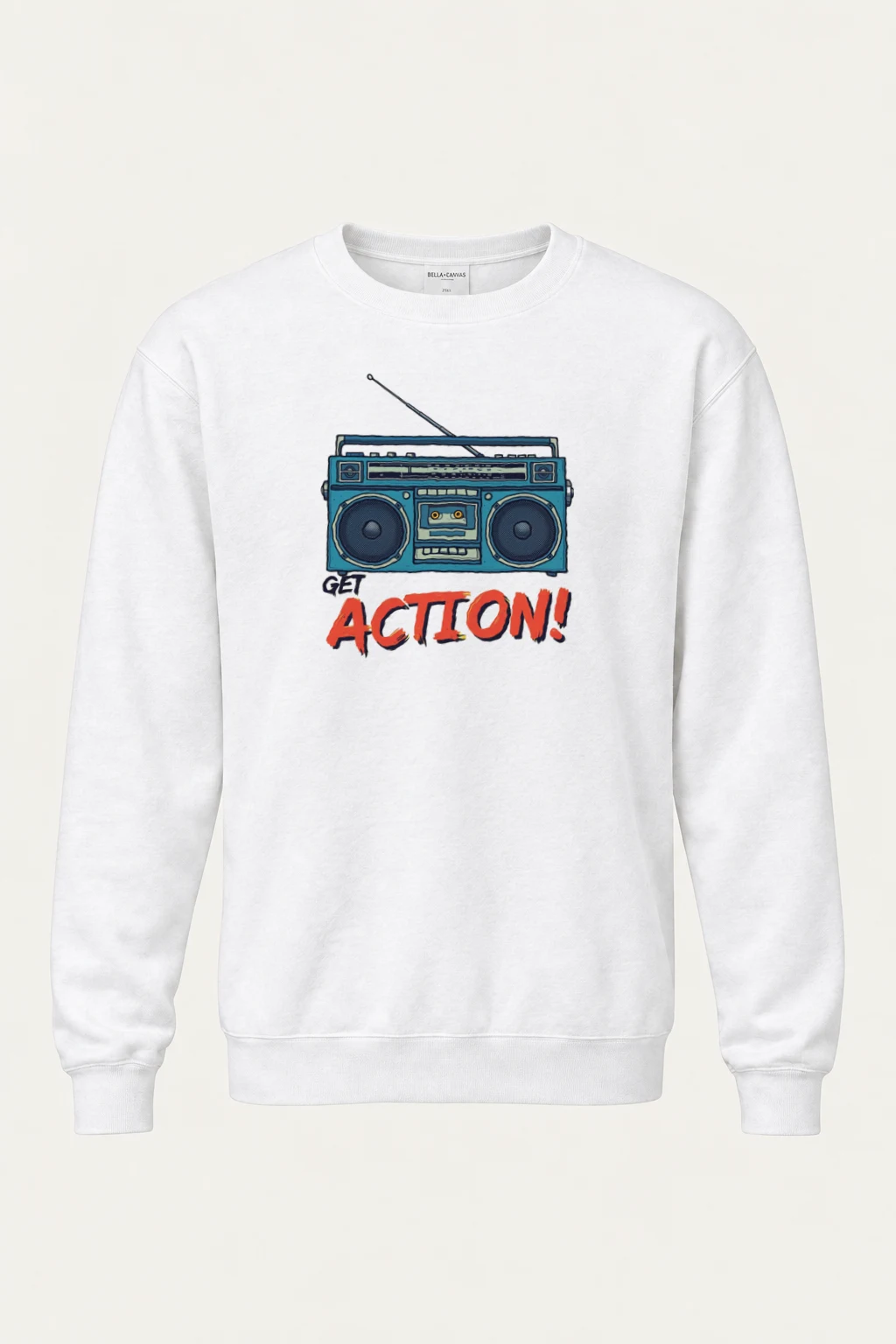 "Get Action Boombox" Heavy Blend Unisex Crewneck Sweatshirt | Gildan 18000