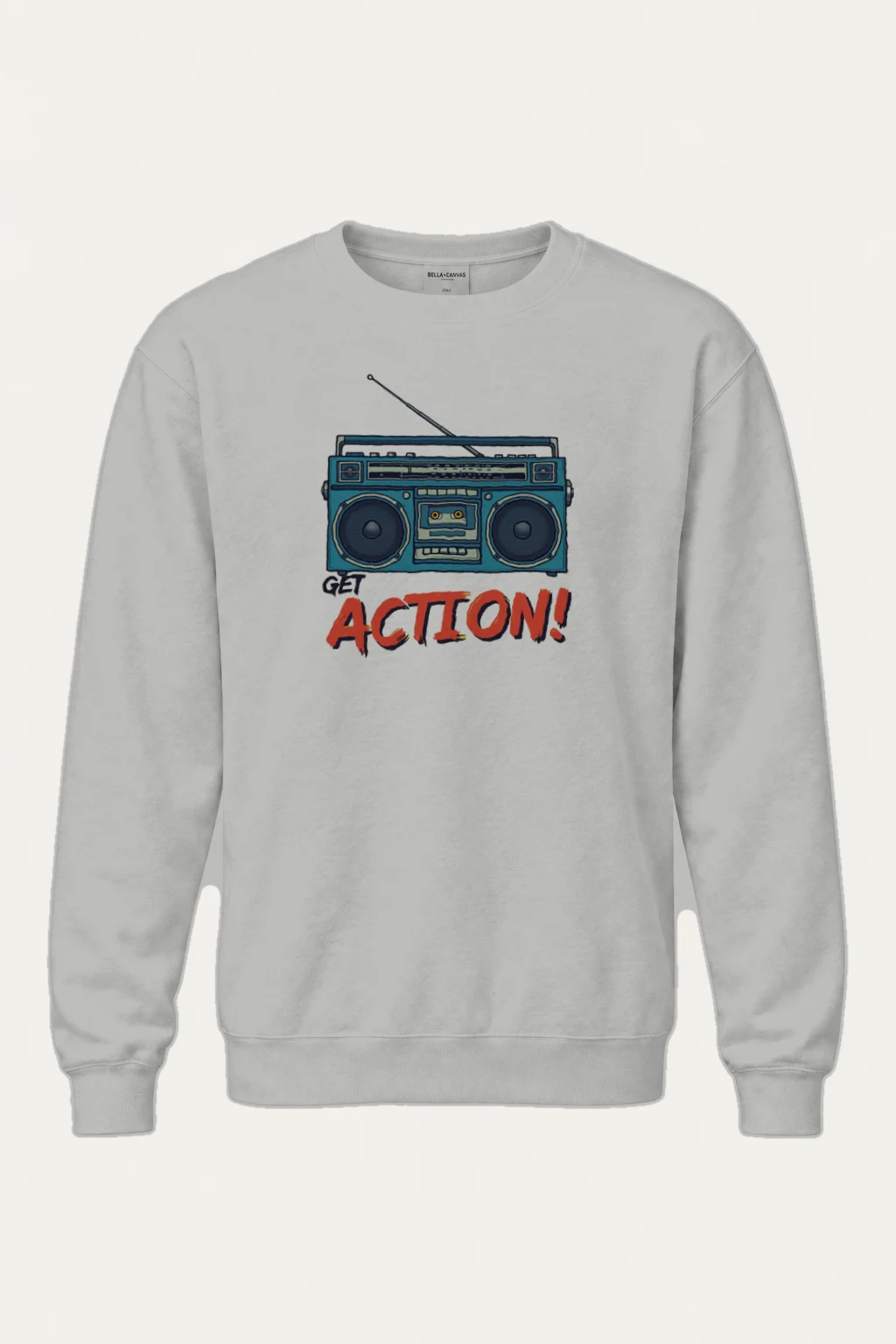 "Get Action Boombox" Heavy Blend Unisex Crewneck Sweatshirt | Gildan 18000
