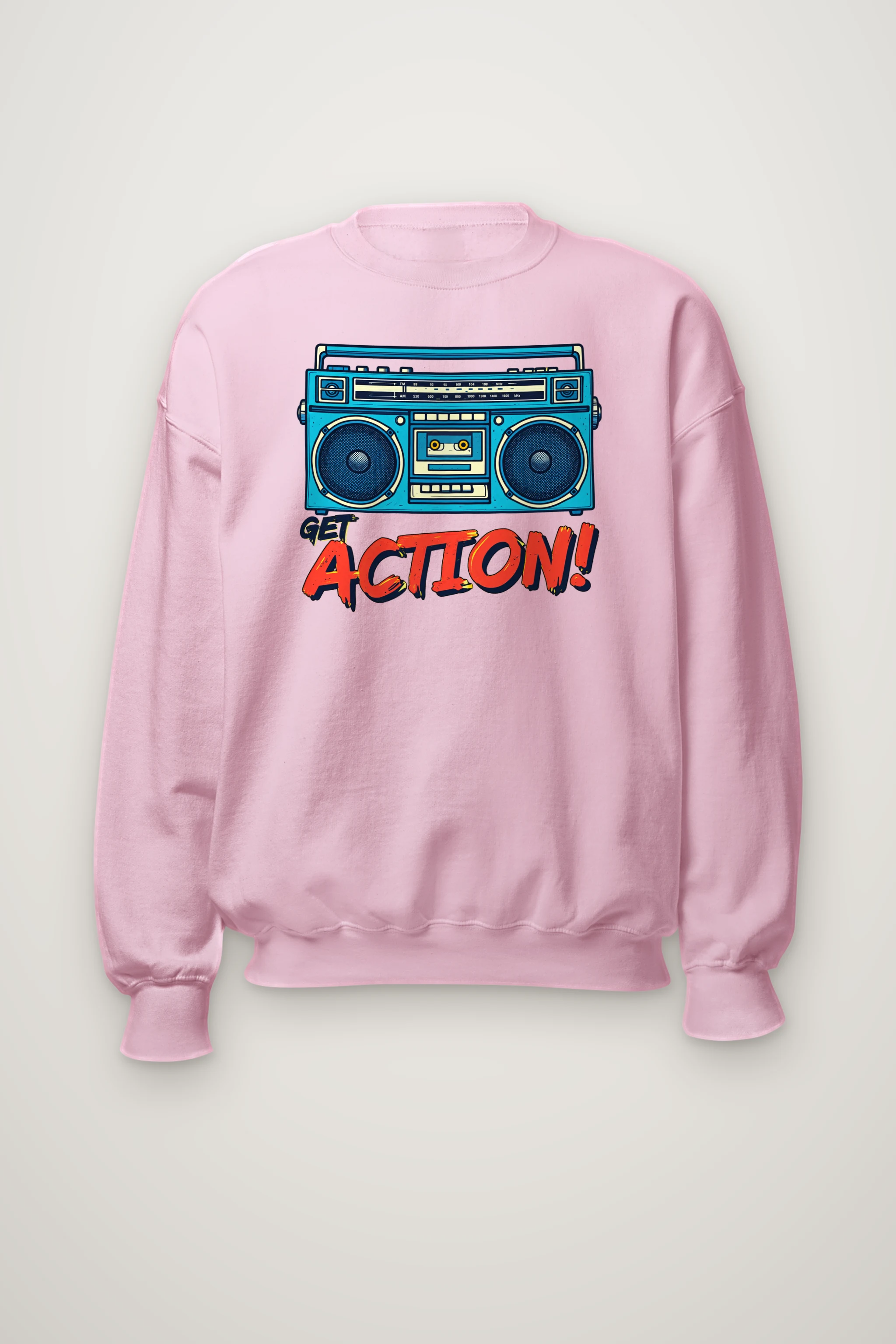 "Blue Boombox Get Action" Heavy Blend Unisex Crewneck Sweatshirt