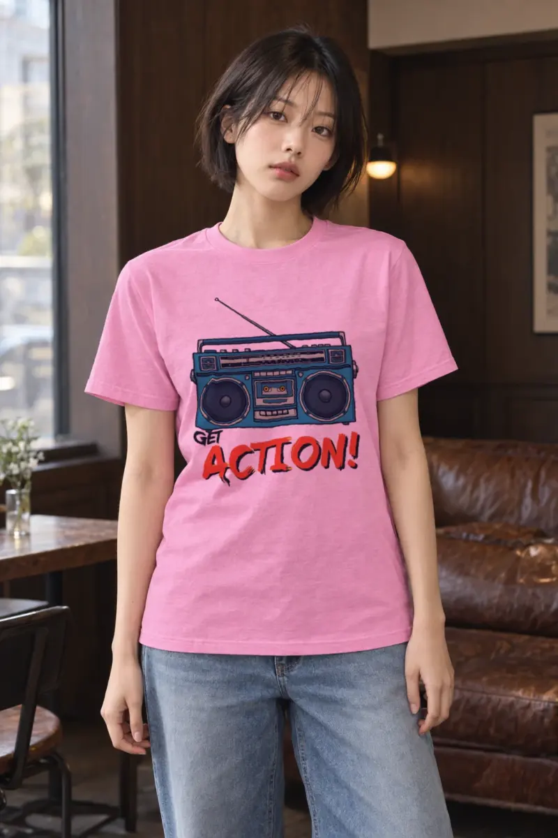 "Get Action Boombox" Heavyweight Unisex Crewneck T-shirt | Gildan 5000