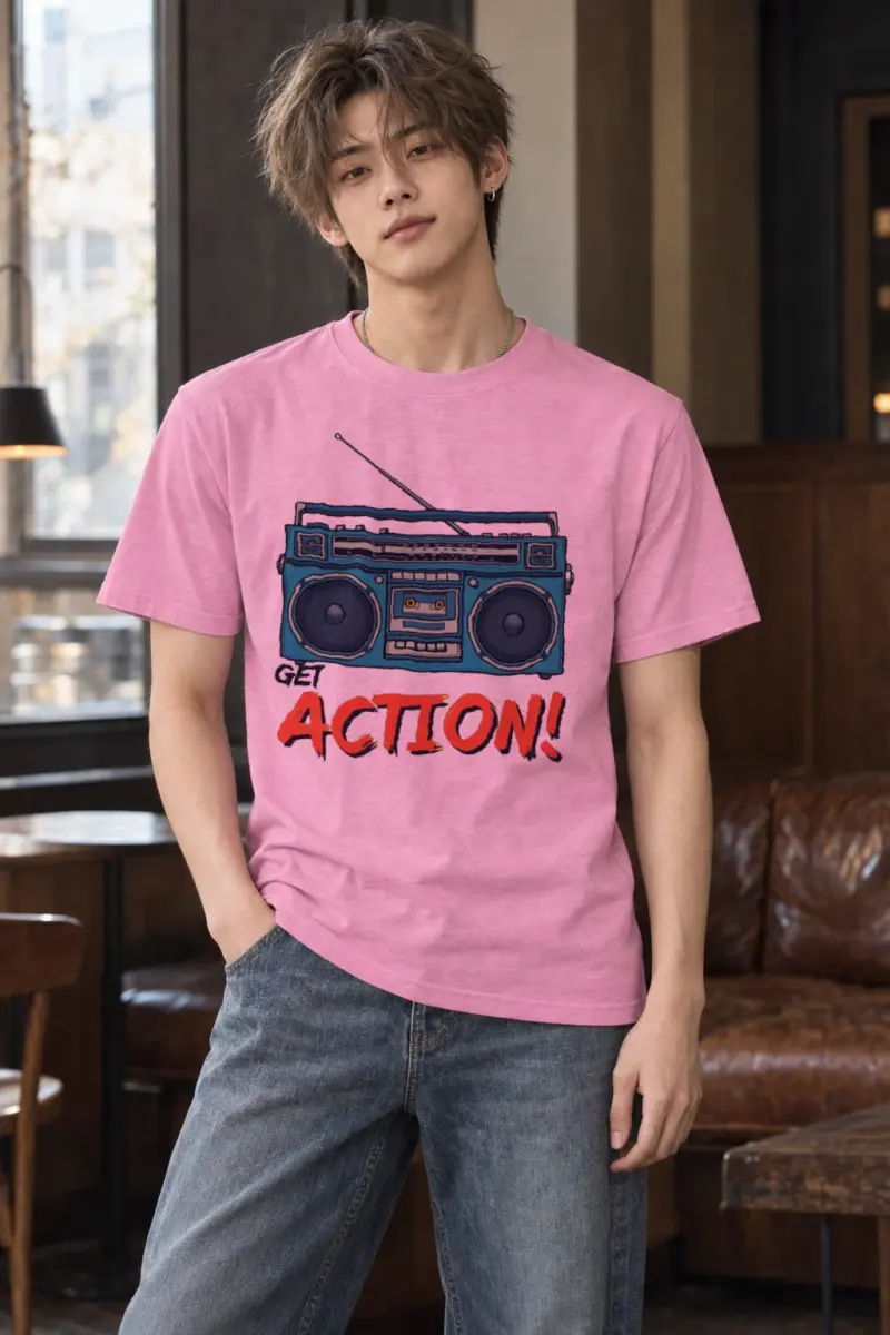 "Get Action Boombox" Heavyweight Unisex Crewneck T-shirt