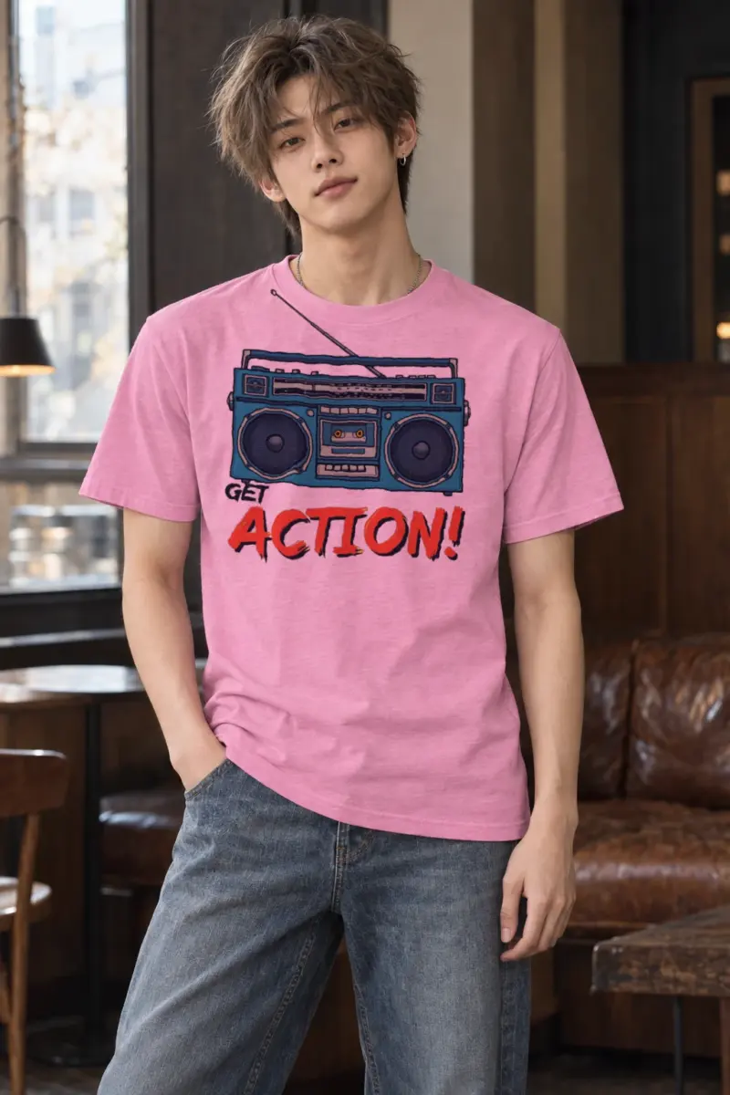 "Get Action Boombox" Heavyweight Unisex Crewneck T-shirt