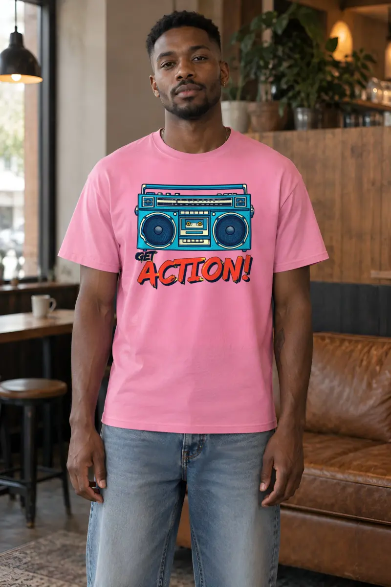 "Get Action Boombox" Heavyweight Unisex Crewneck T-shirt