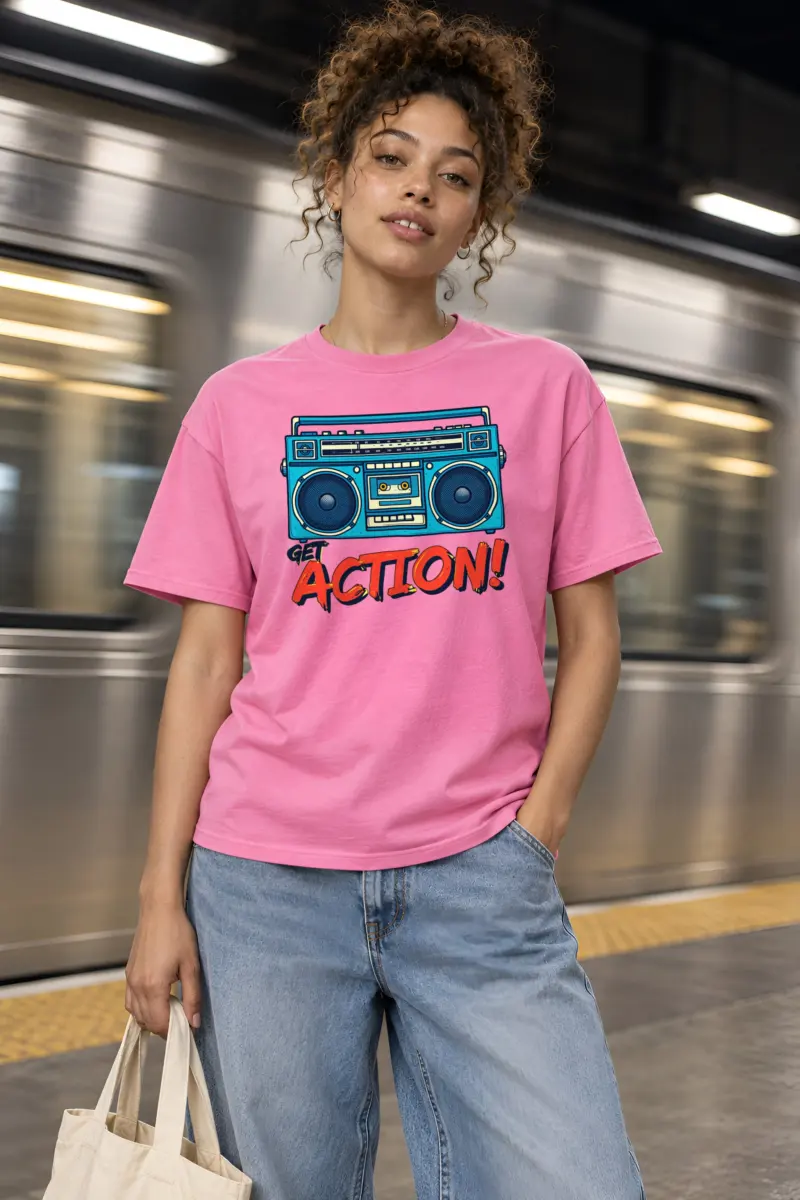 "Get Action Boombox" Heavyweight Unisex Crewneck T-shirt
