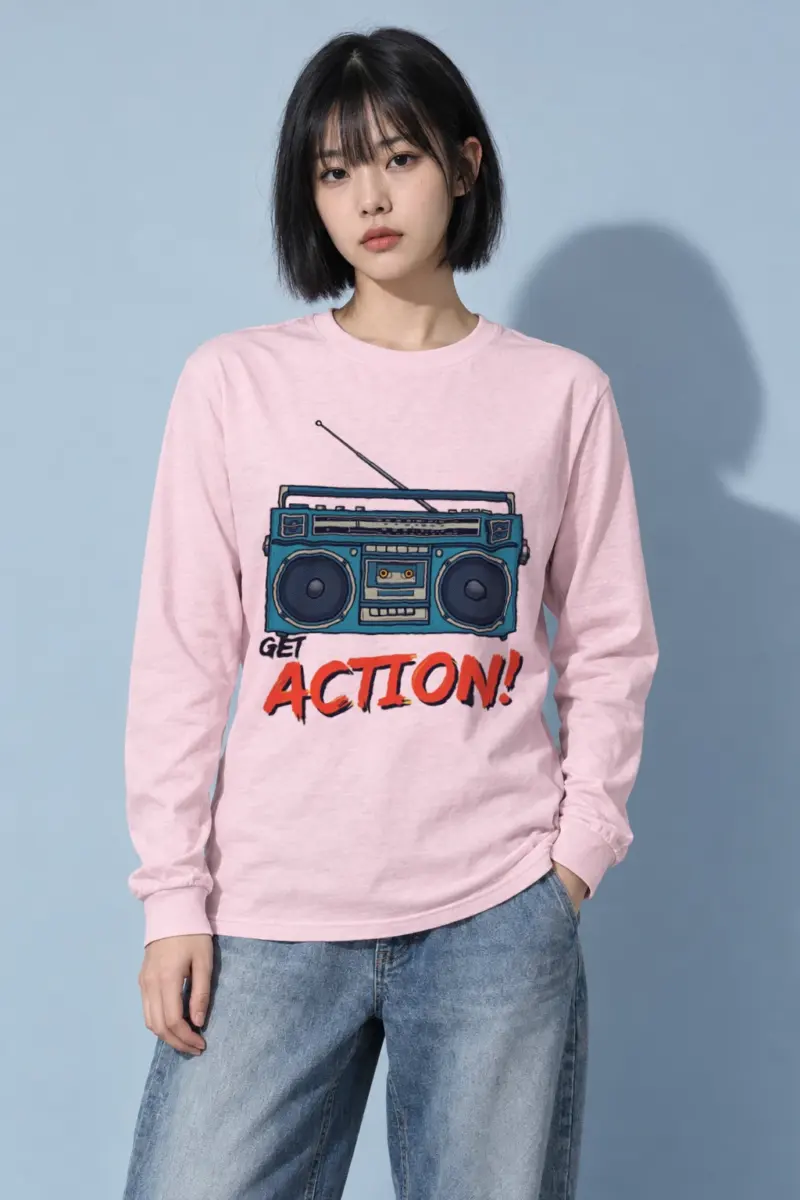 "Get Action Boombox" Unisex Longsleeve T-shirt | Gildan 2400
