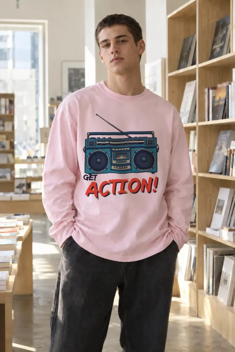 “Get Action Boombox” Unisex Longsleeve T-shirt | Gildan 2400