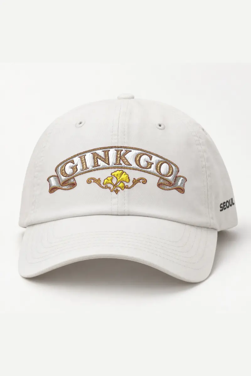 "Ginkgo Interval" Classic Dad Hat · Embroidered — white/cap-front