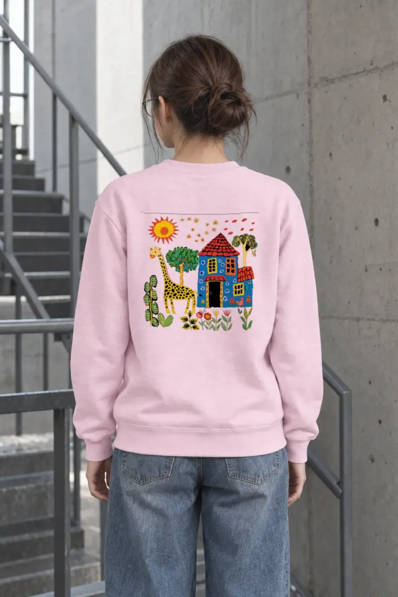 "Giraffe Folk House" Heavy Blend Unisex Crewneck Sweatshirt