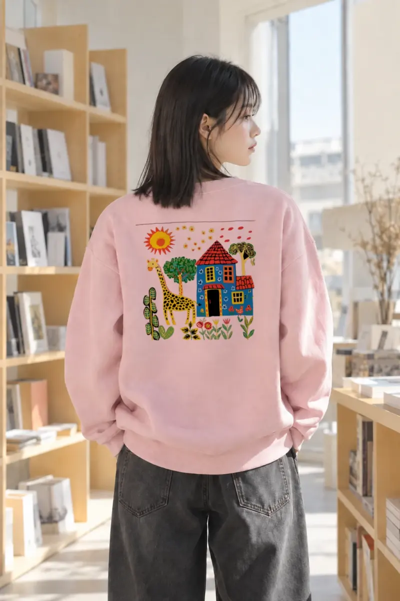 "Giraffe Folk House" Heavy Blend Unisex Crewneck Sweatshirt | Gildan 18000