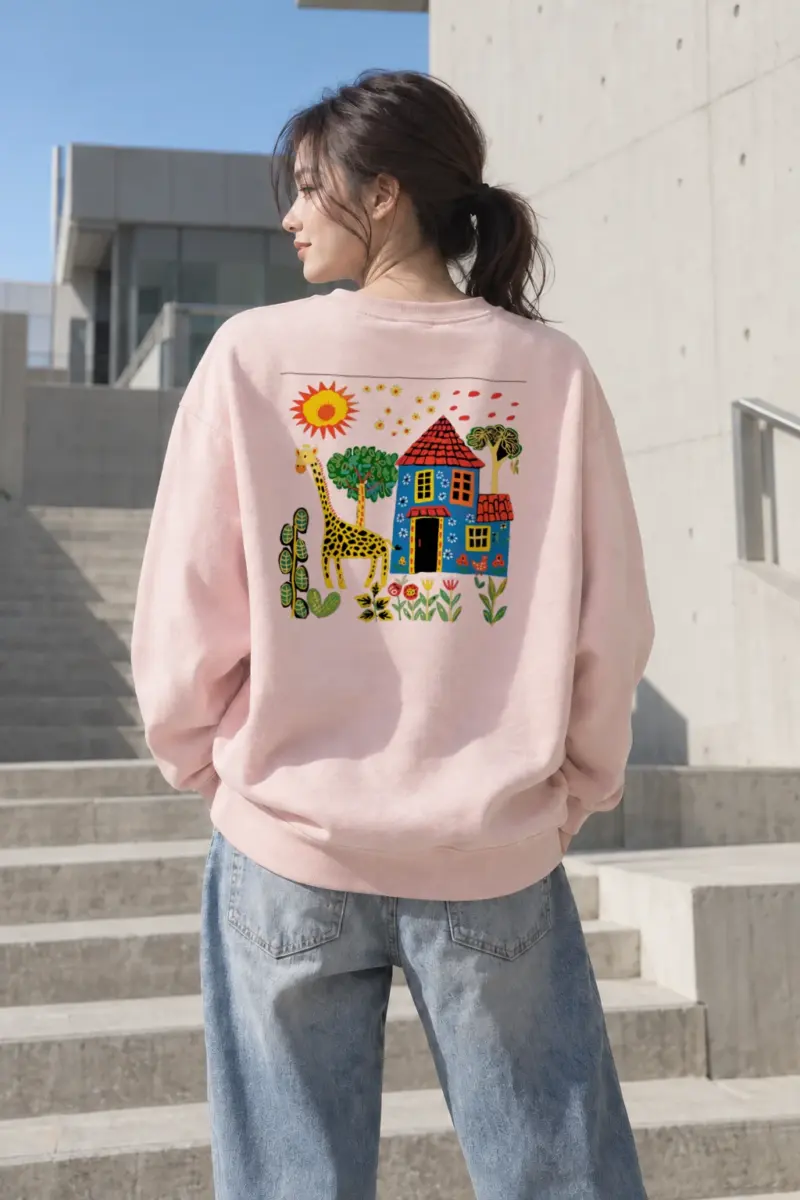 "Giraffe Folk House" Heavy Blend Unisex Crewneck Sweatshirt