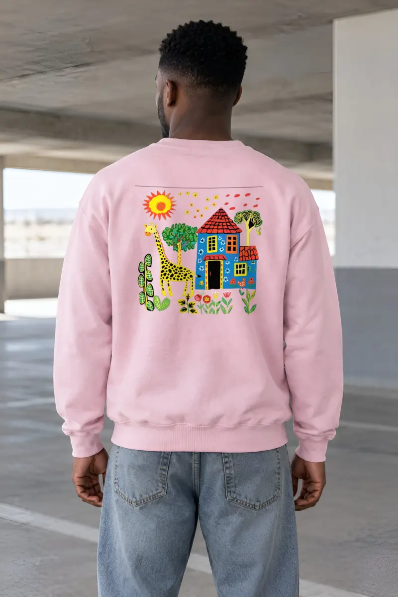 "Giraffe Folk House" Heavy Blend Unisex Crewneck Sweatshirt