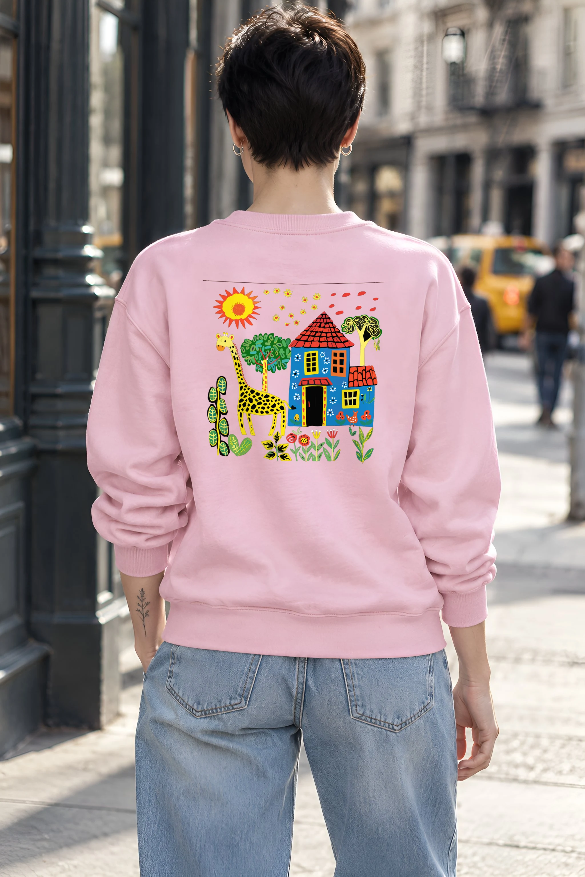 "Giraffe Folk House" 1 Crewneck Sweatshirt