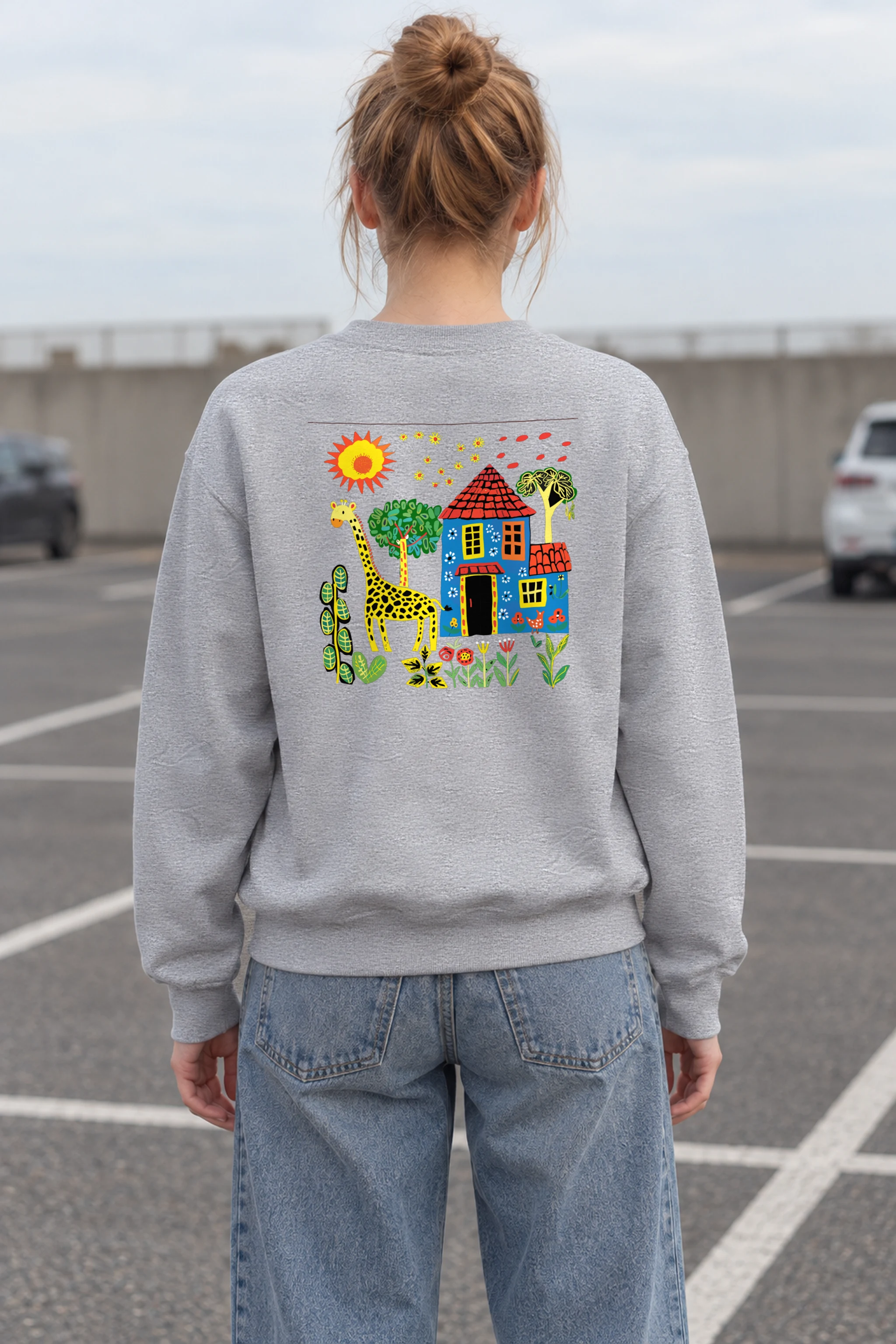 "Giraffe Folk House" 1 Crewneck Sweatshirt
