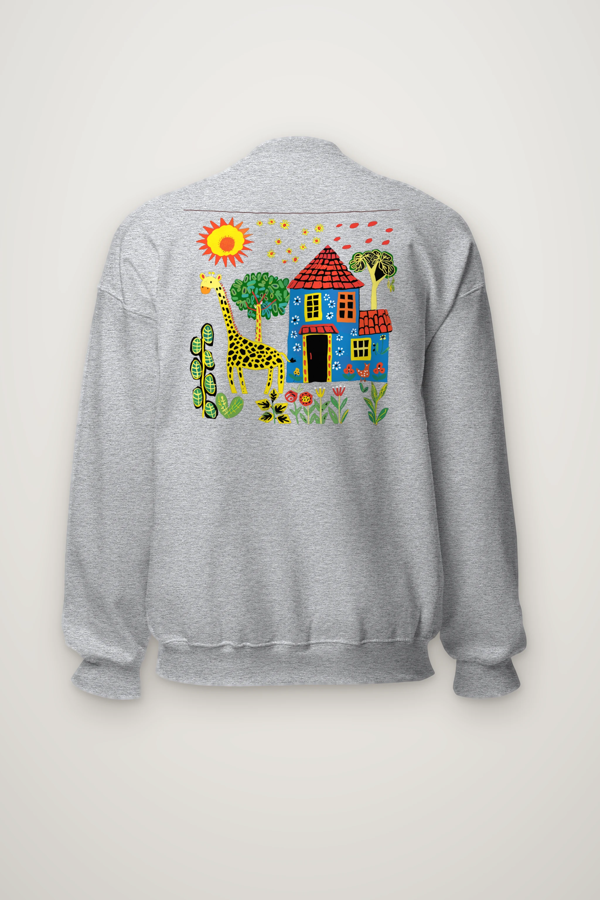 "Giraffe Folk House" Heavy Blend Unisex Crewneck Sweatshirt