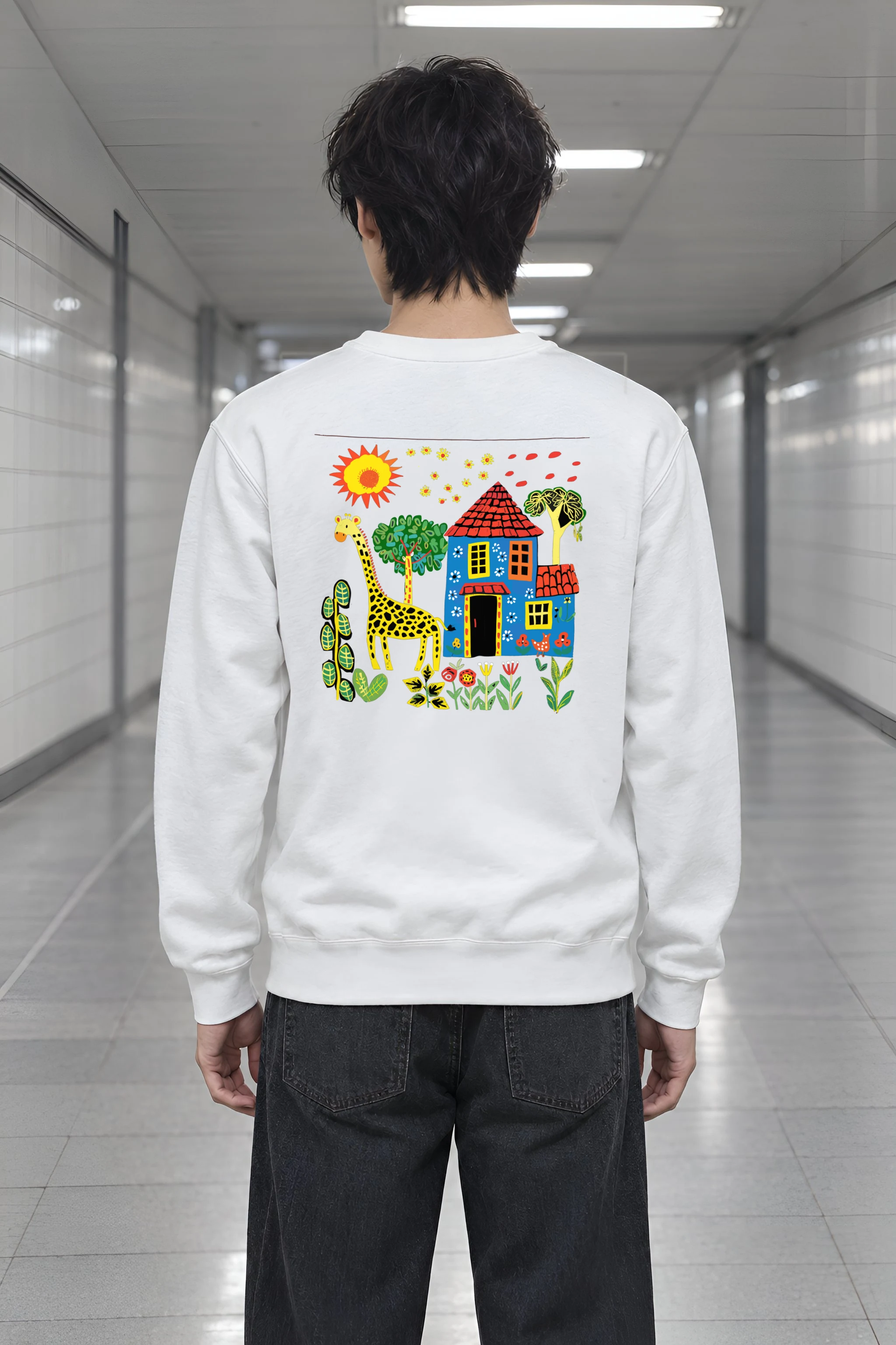 "Giraffe Folk House" 1 Crewneck Sweatshirt