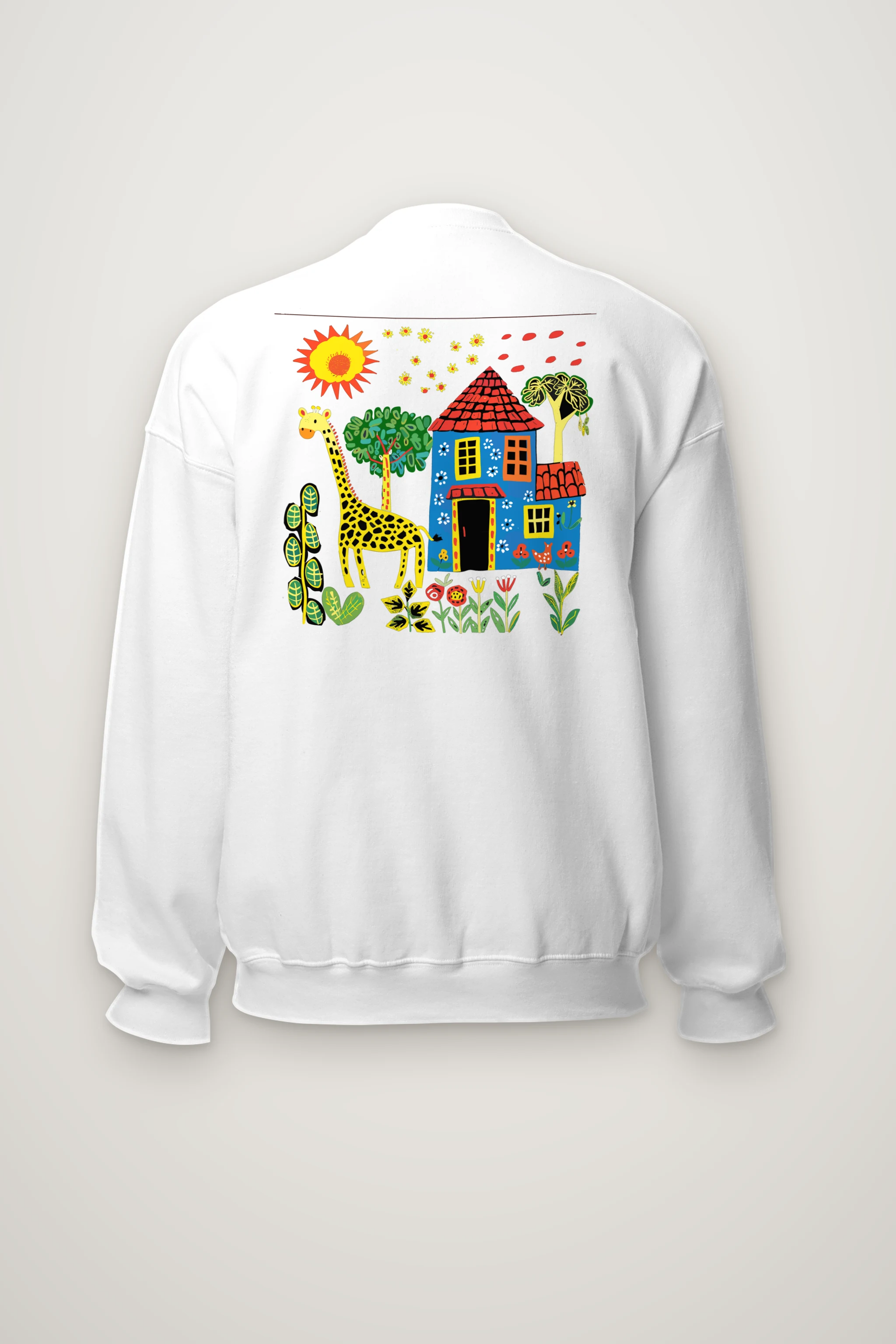 "Giraffe Folk House" Heavy Blend Unisex Crewneck Sweatshirt
