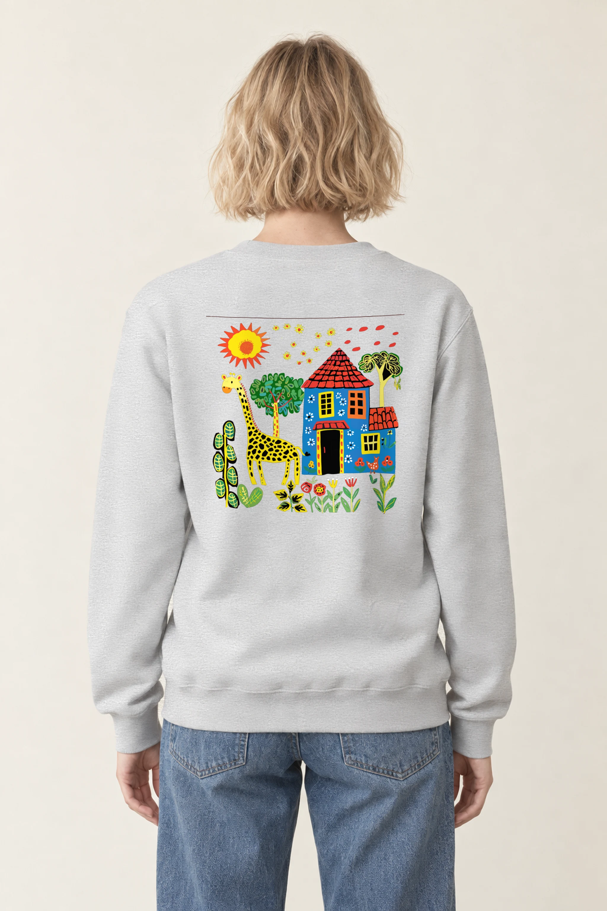 "Giraffe Folk House" 1 Crewneck Sweatshirt