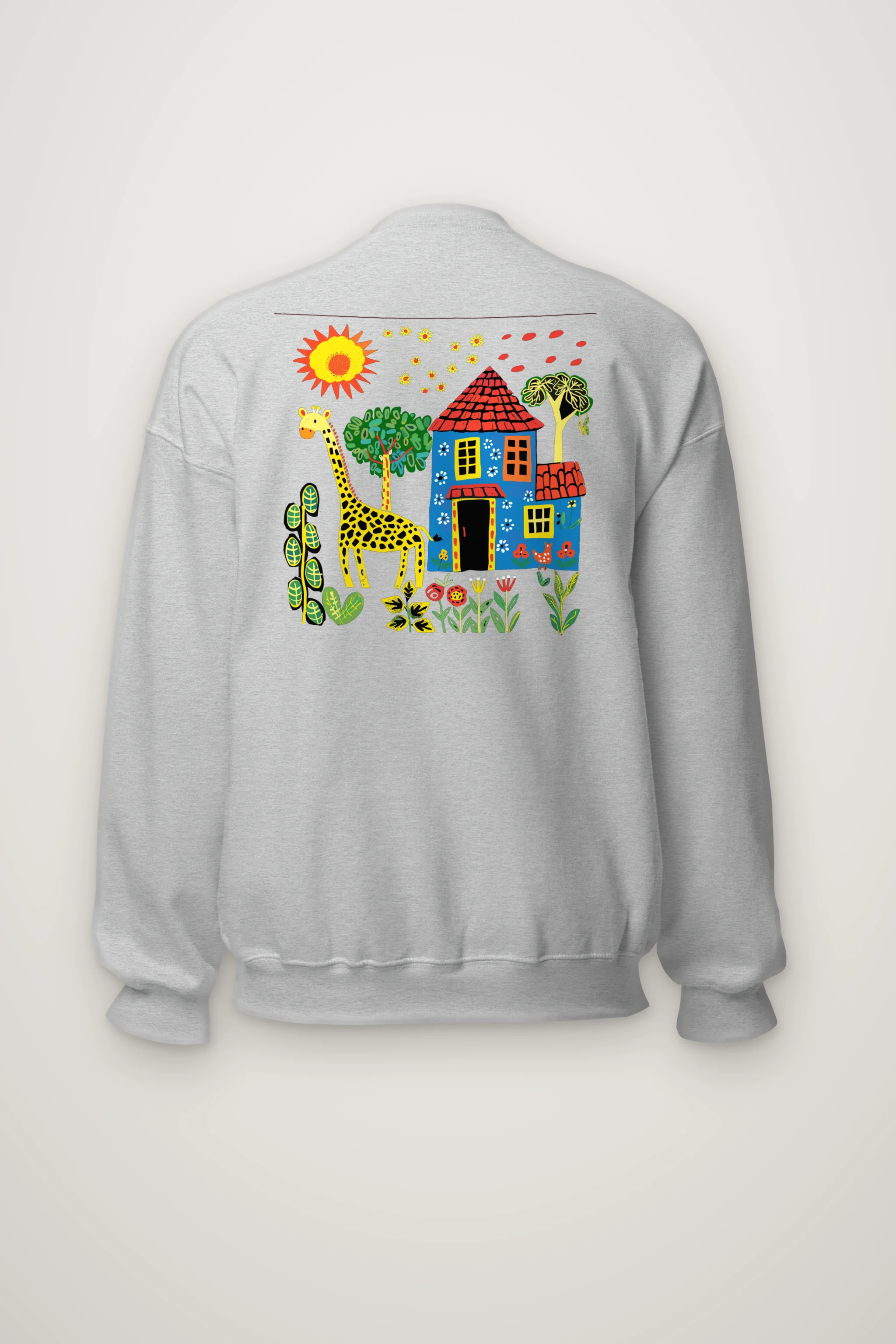 "Giraffe Folk House" Heavy Blend Unisex Crewneck Sweatshirt