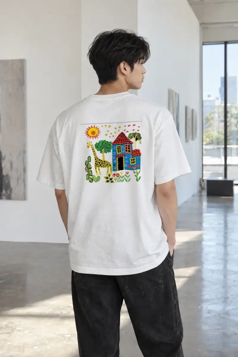 "Giraffe Garden House" Heavyweight Unisex Crewneck T-shirt | Gildan 5000
