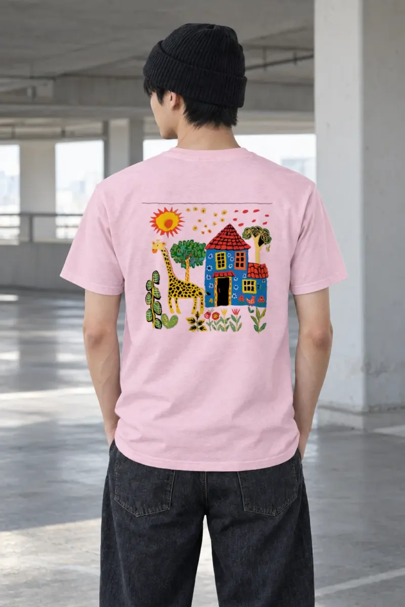 "Giraffe Garden House" Heavyweight Unisex Crewneck T-shirt | Gildan 5000