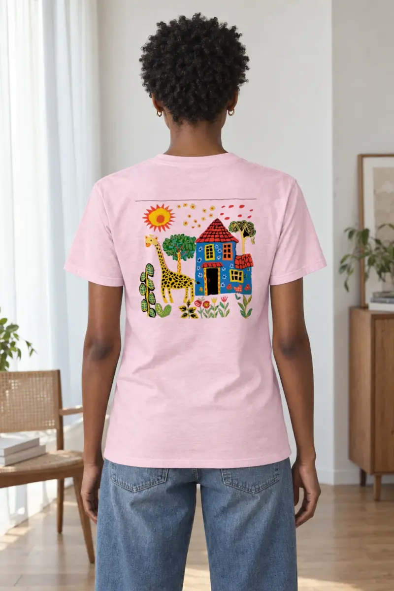"Giraffe Garden House" Heavyweight Unisex Crewneck T-shirt | Gildan 5000