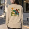 "Giraffe House Folk Art" Unisex Longsleeve T-shirt | Gildan 2400