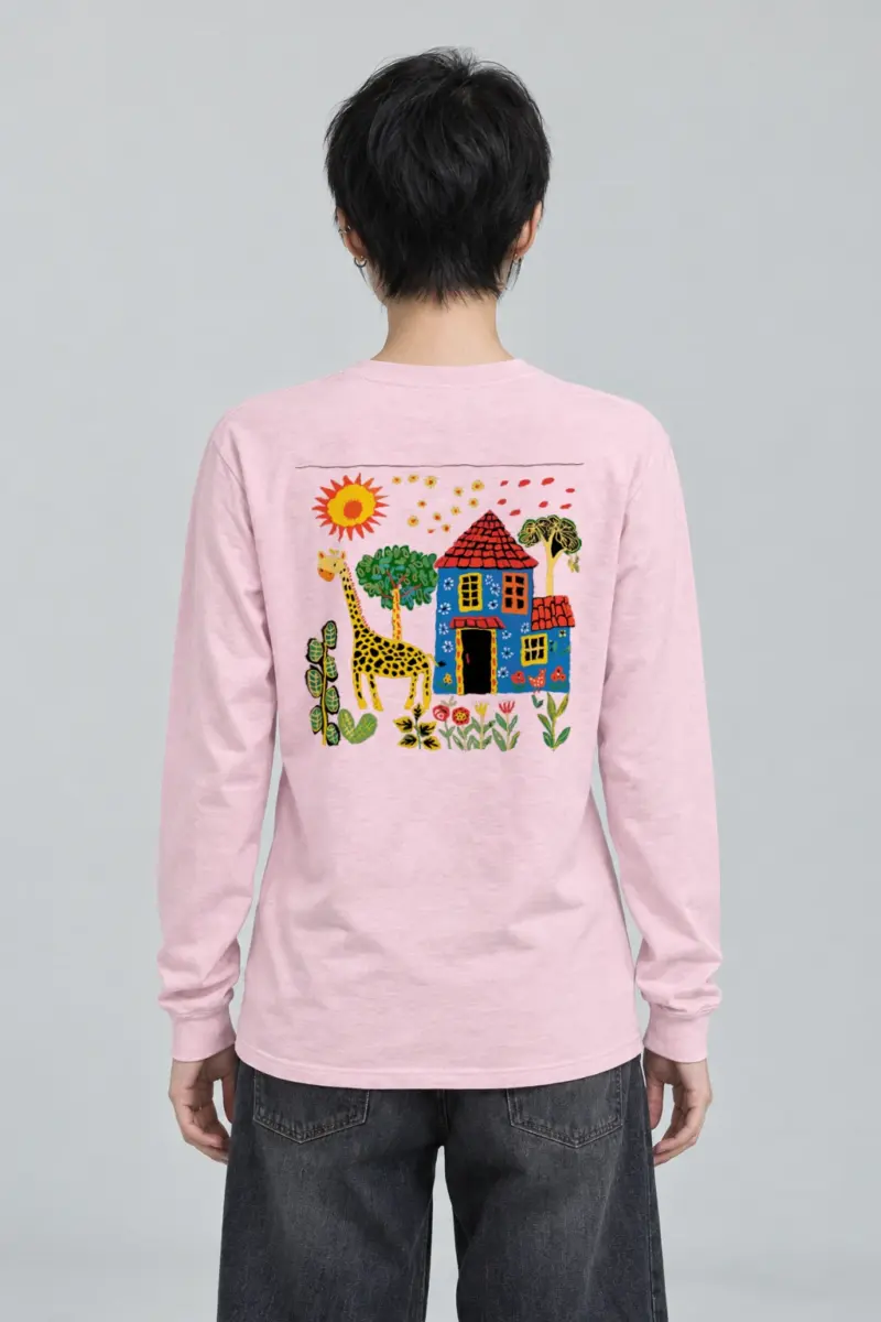 "Giraffe House Folk Art" Unisex Longsleeve T-shirt | Gildan 2400
