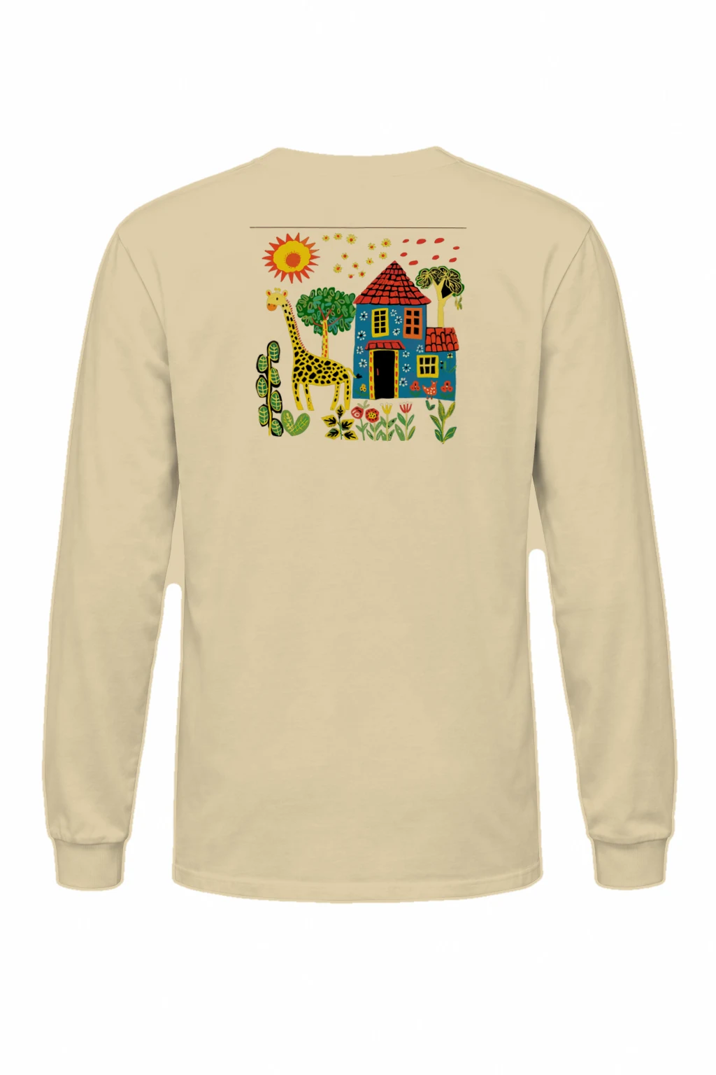 "Giraffe House Folk Art" Unisex Longsleeve T-shirt | Gildan 2400
