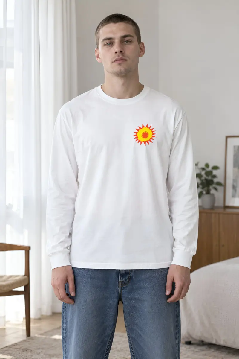 "Giraffe House Folk Art" Unisex Longsleeve T-shirt