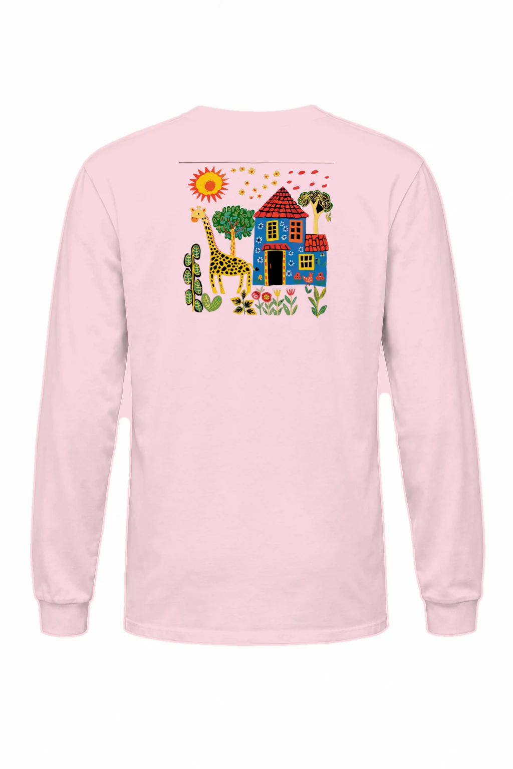 "Giraffe House Folk Art" Unisex Longsleeve T-shirt | Gildan 2400