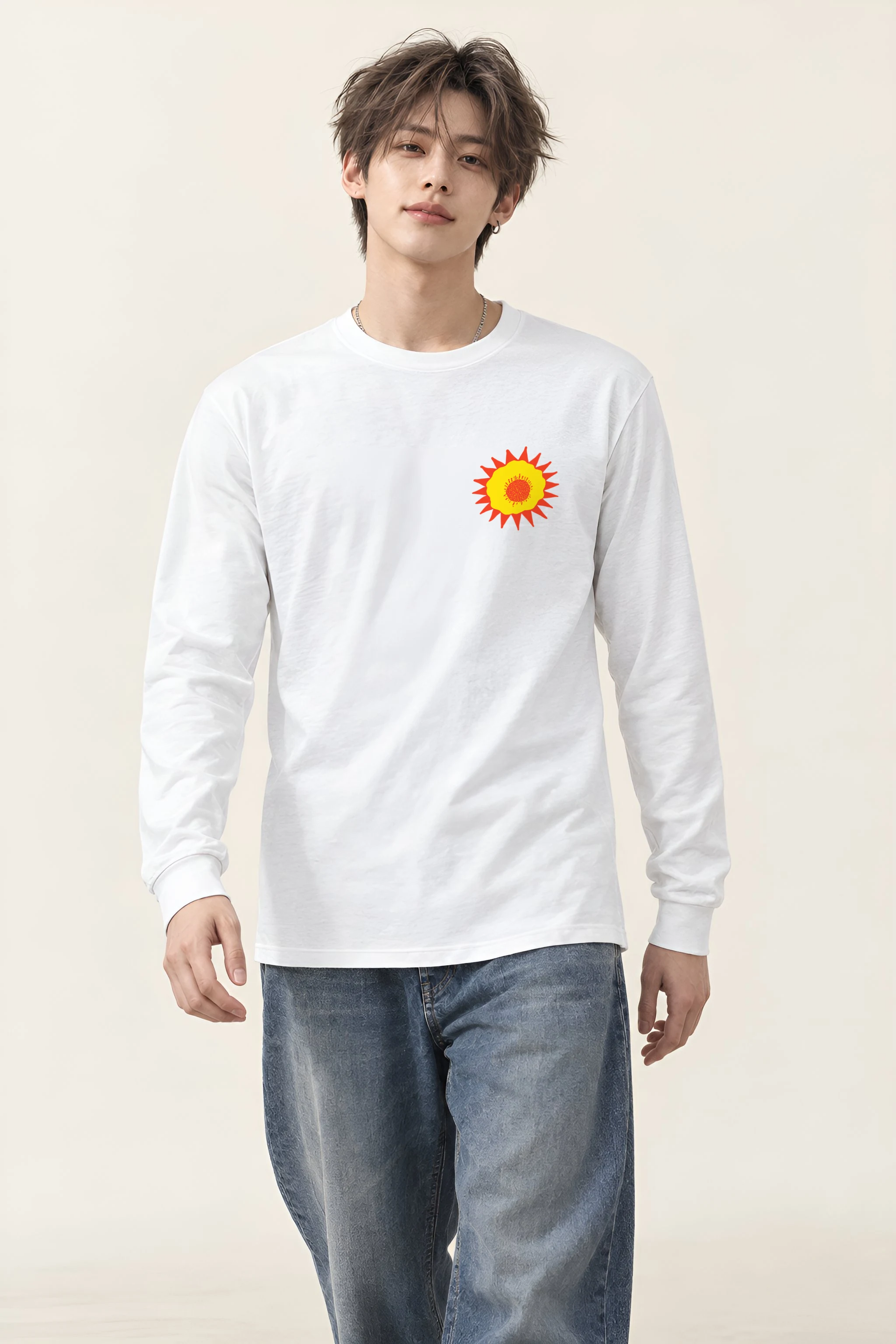 "Giraffe House Folk Art" Unisex Longsleeve T-shirt
