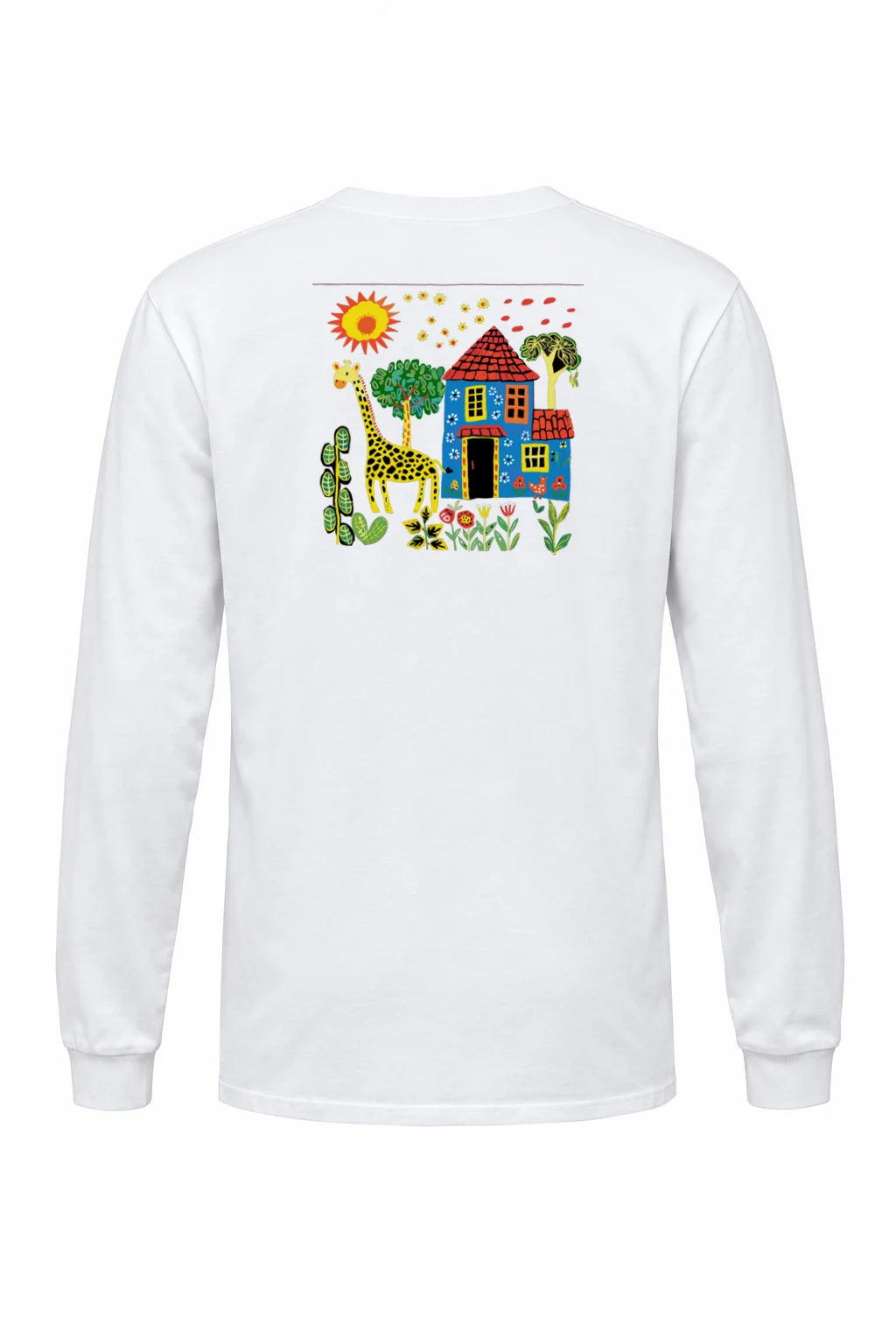 "Giraffe House Folk Art" Unisex Longsleeve T-shirt | Gildan 2400