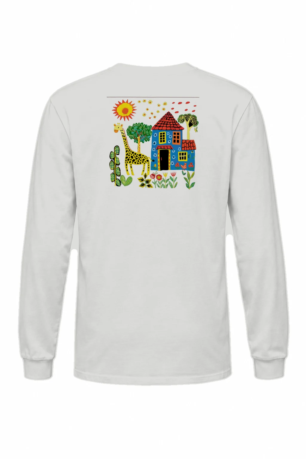 "Giraffe House Folk Art" Unisex Longsleeve T-shirt | Gildan 2400
