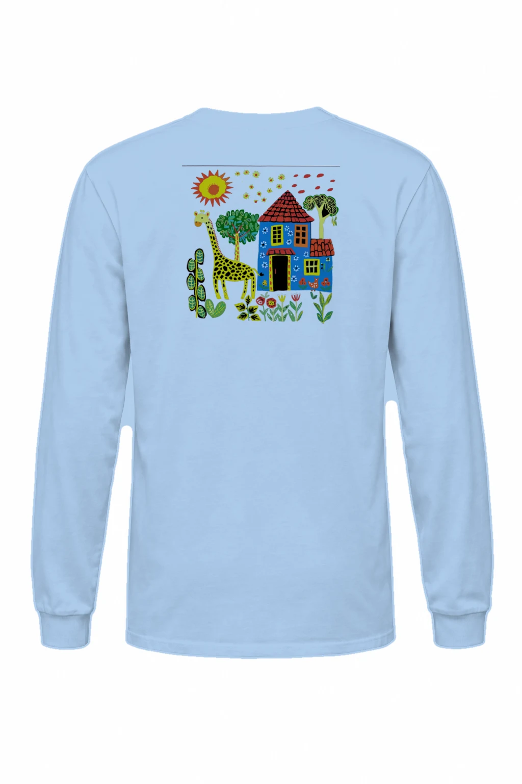 "Giraffe House Folk Art" Unisex Longsleeve T-shirt | Gildan 2400