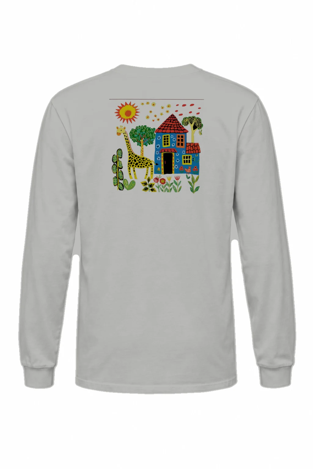 "Giraffe House Folk Art" Unisex Longsleeve T-shirt | Gildan 2400