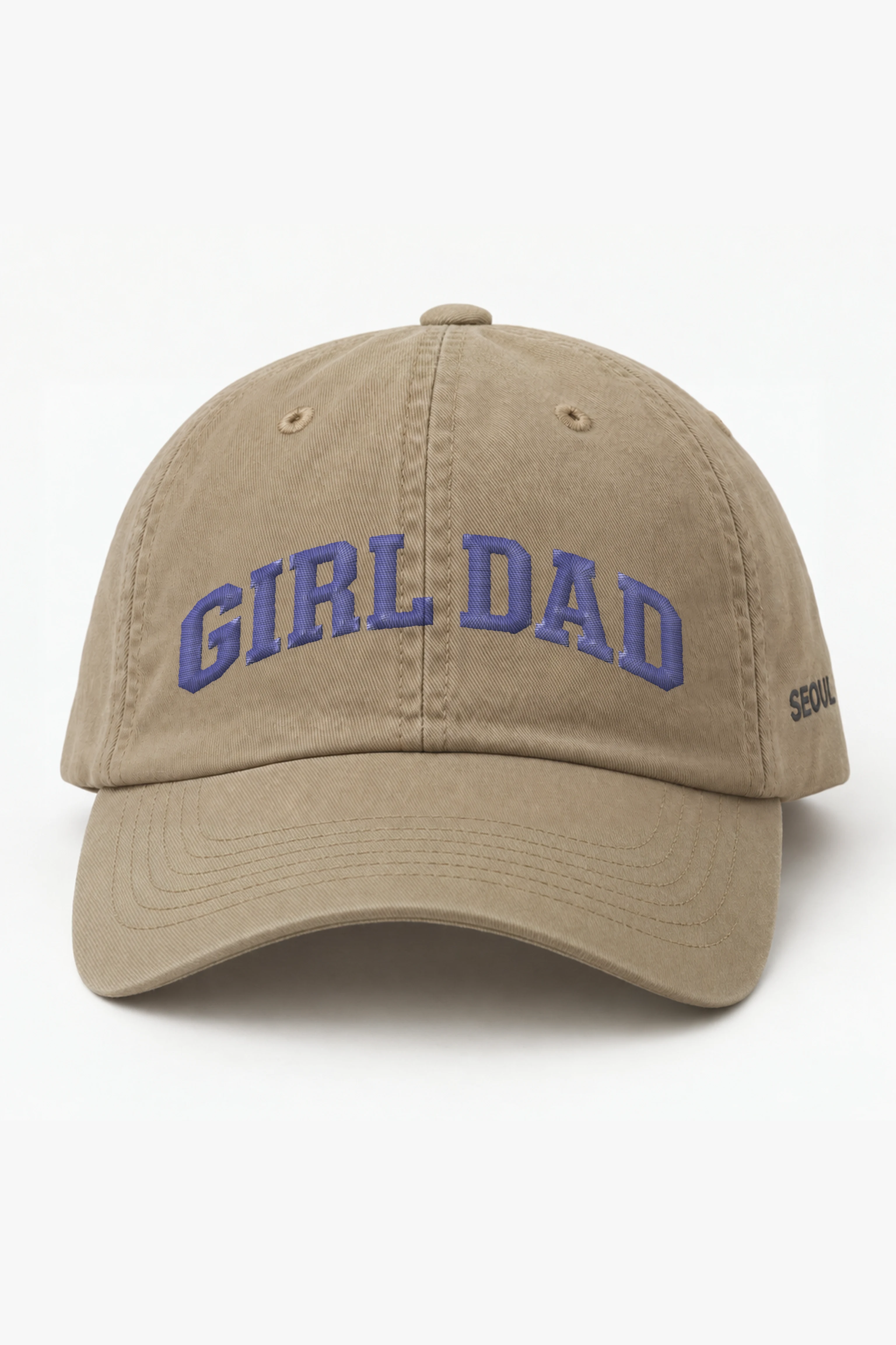 "Girl Dad Varsity" Classic Dad Hat · Embroidered — khaki/cap-front