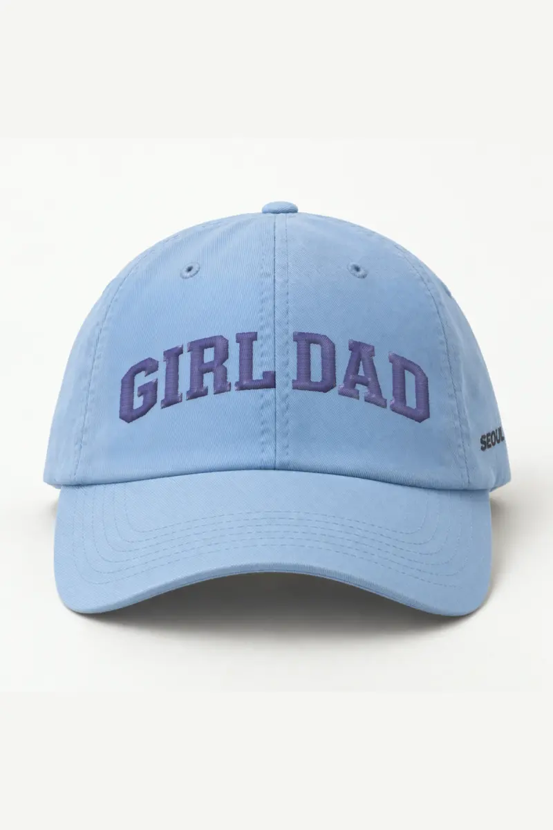 "Girl Dad Varsity" Classic Dad Hat · Embroidered — light-blue/cap-front